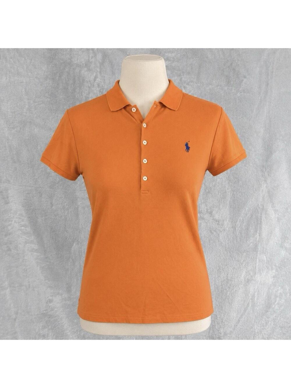 Polo Ralph Lauren Polo Shirt WomenXL Orange Pony Logo Short Sleeve Cotton Preppy
